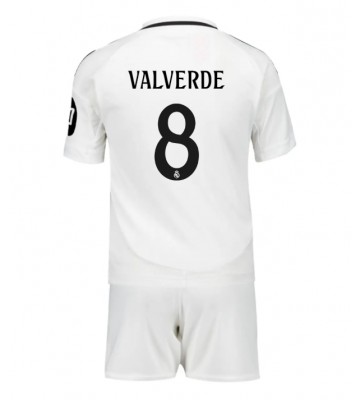 Real Madrid Federico Valverde #8 Primera Equipación Niños 2024-25 Manga Corta (+ Pantalones cortos)